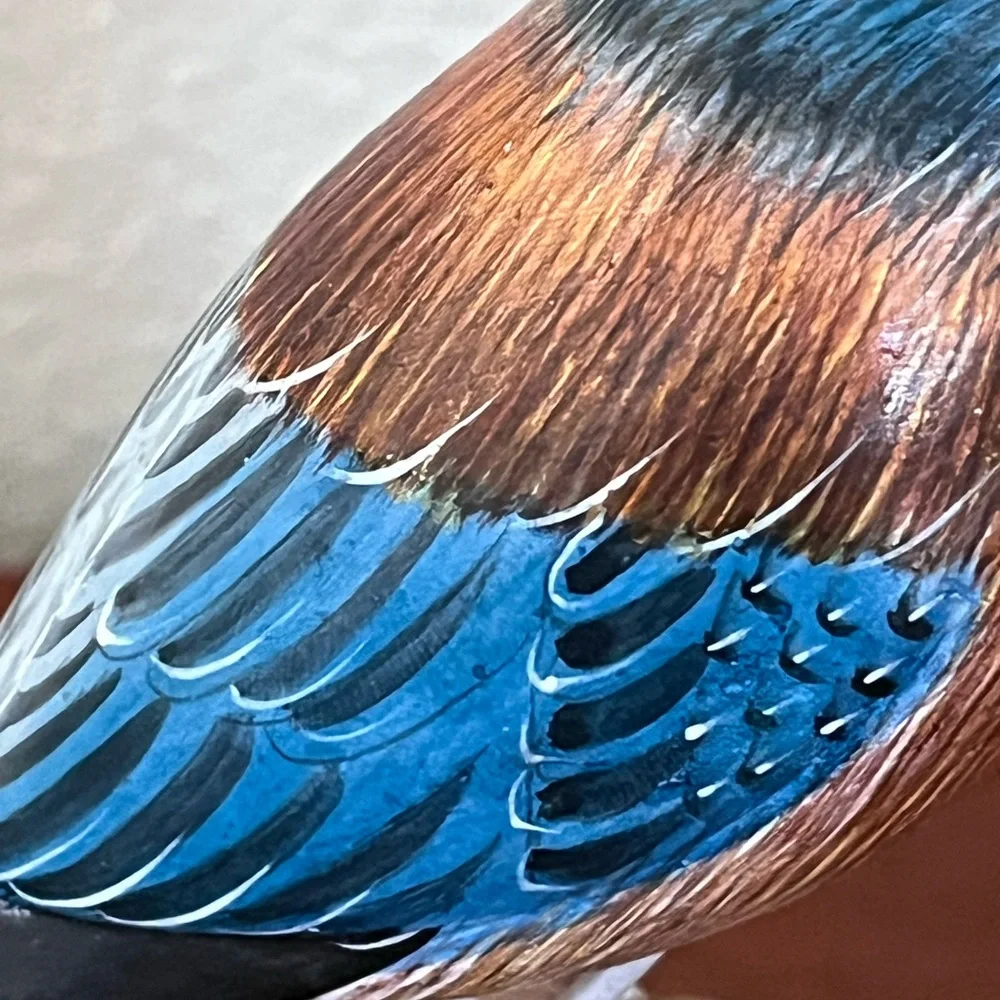 Handcarved Wood Western Bluebird in Burl Wood Bird